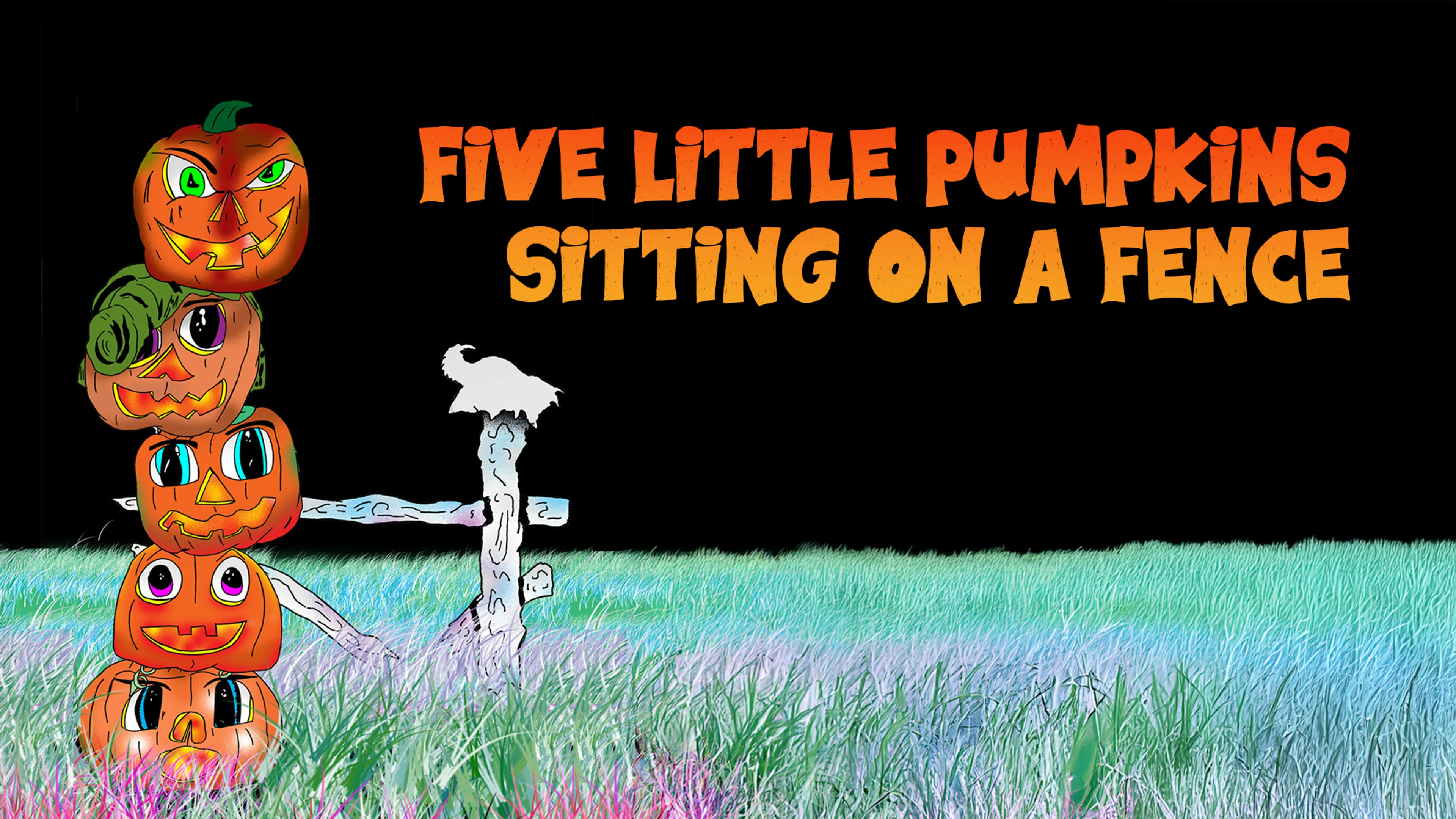 Five Little Pumpkins Sitting on a Fence poster